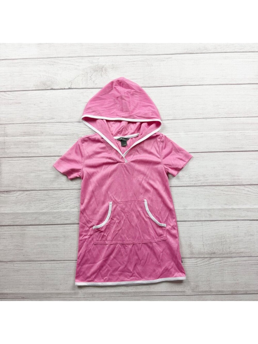 Eddie Bauer Kids Pink Short Sleeve Hooded Cover Up Lightweight Polyester 5